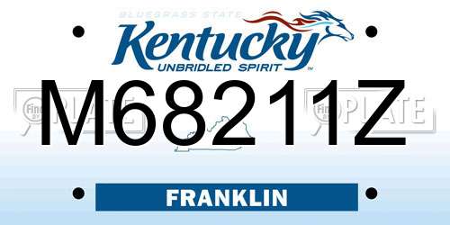 M68211Z Kentucky License Plate