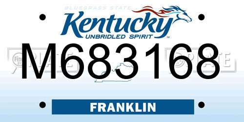 M683168 Kentucky License Plate