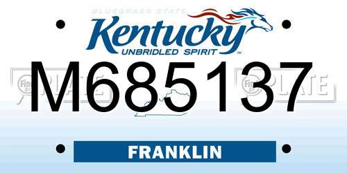 M685137 Kentucky License Plate