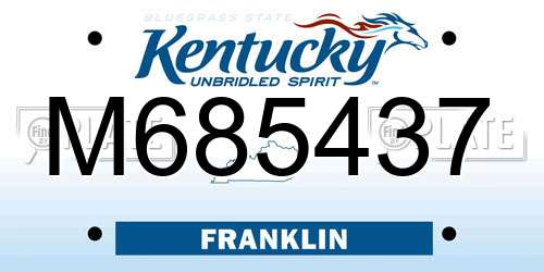 M685437 Kentucky License Plate