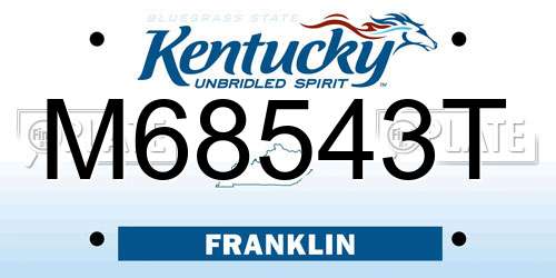 M68543T Kentucky License Plate