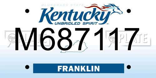 M687117 Kentucky License Plate