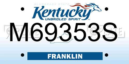 M69353S Kentucky License Plate