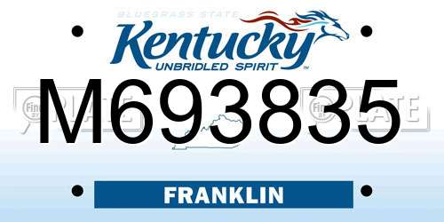 M693835 Kentucky License Plate