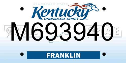 M693940 Kentucky License Plate