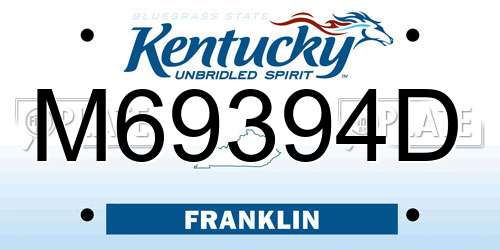 M69394D Kentucky License Plate