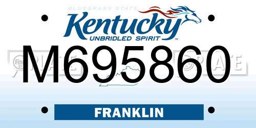 M695860 Kentucky License Plate