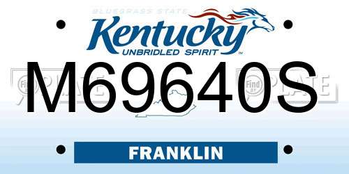 M69640S Kentucky License Plate