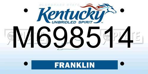 M698514 Kentucky License Plate