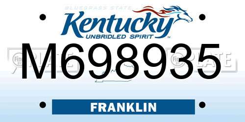 M698935 Kentucky License Plate
