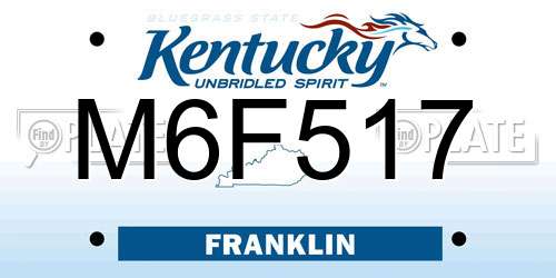 M6F517 Kentucky License Plate