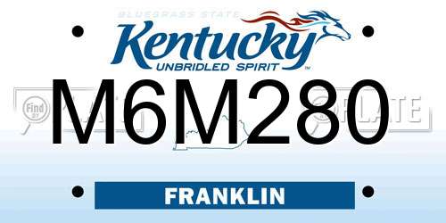 M6M280 Kentucky License Plate