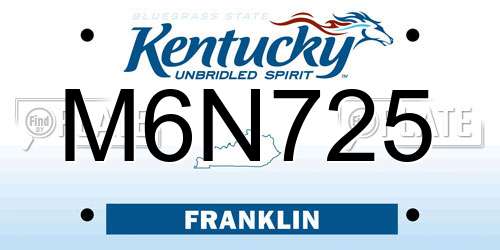 M6N725 Kentucky License Plate