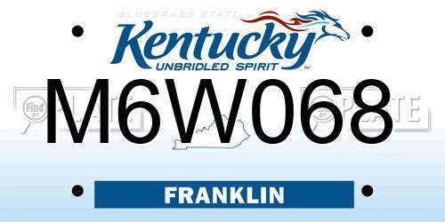 M6W068 Kentucky License Plate