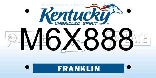 M6X888 Kentucky License Plate