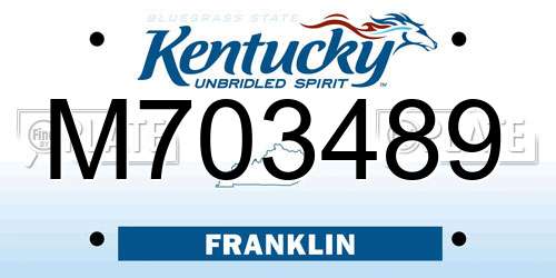M703489 Kentucky License Plate