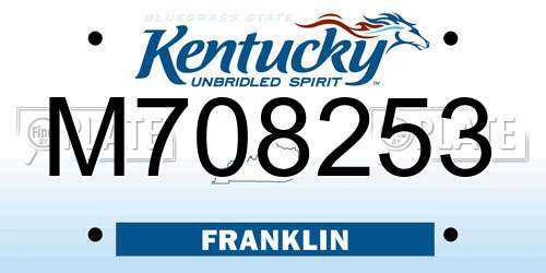 M708253 Kentucky License Plate