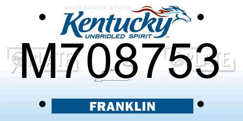 M708753 Kentucky License Plate