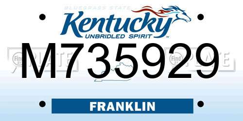 M735929 Kentucky License Plate