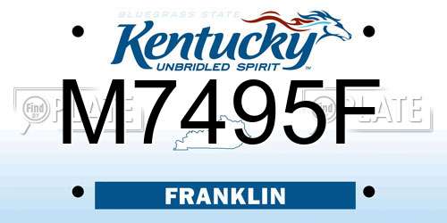 M7495F Kentucky License Plate