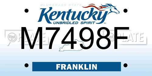 M7498F Kentucky License Plate