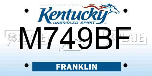 M749BF Kentucky License Plate