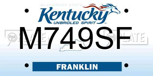 M749SF Kentucky License Plate