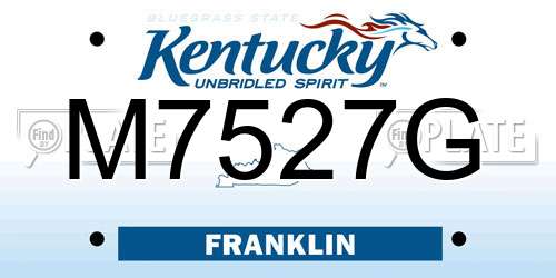 M7527G Kentucky License Plate