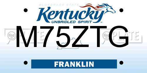 M75ZTG Kentucky License Plate
