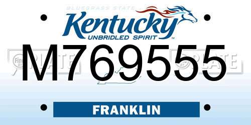 M769555 Kentucky License Plate