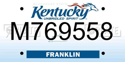 M769558 Kentucky License Plate