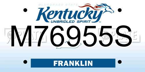 M76955S Kentucky License Plate