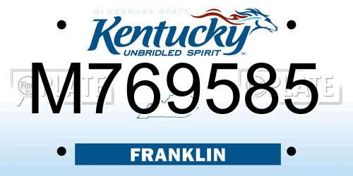 M769585 Kentucky License Plate