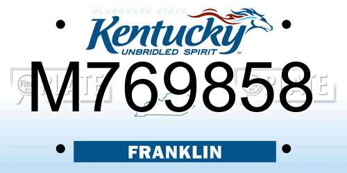 M769858 Kentucky License Plate