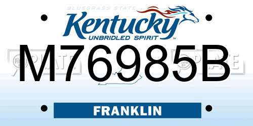 M76985B Kentucky License Plate