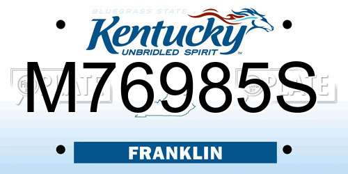 M76985S Kentucky License Plate