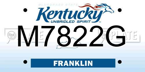 M7822G Kentucky License Plate