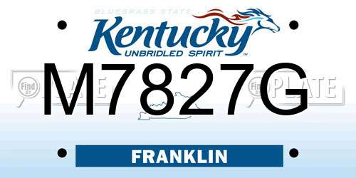 M7827G Kentucky License Plate
