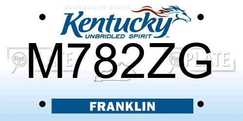 M782ZG Kentucky License Plate