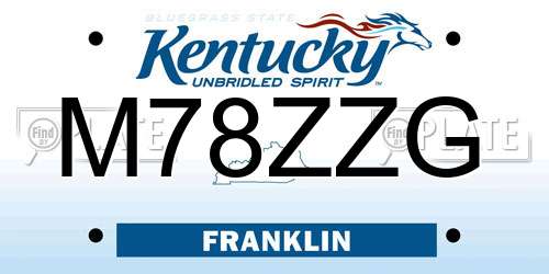 M78ZZG Kentucky License Plate