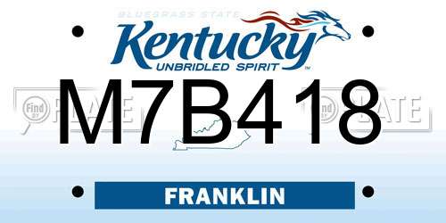 M7B418 Kentucky License Plate