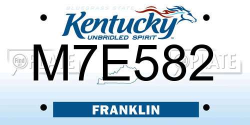 M7E582 Kentucky License Plate