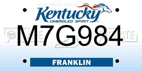 M7G984 Kentucky License Plate
