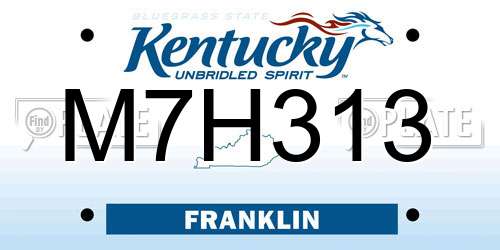 M7H313 Kentucky License Plate