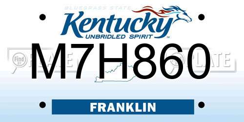 M7H860 Kentucky License Plate
