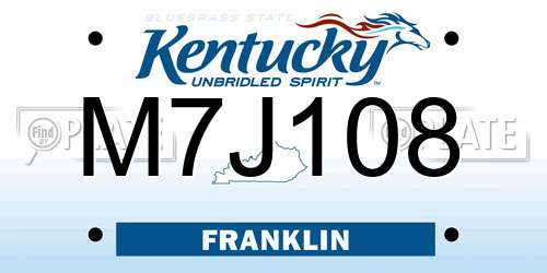 M7J108 Kentucky License Plate