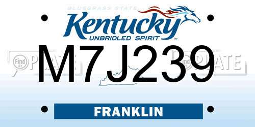M7J239 Kentucky License Plate