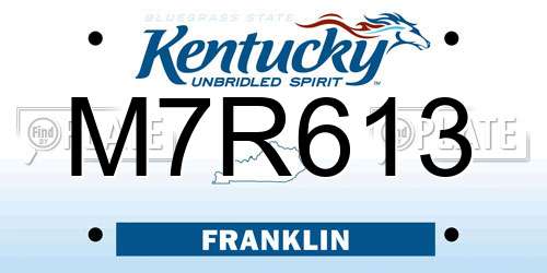 M7R613 Kentucky License Plate