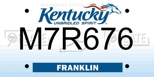 M7R676 Kentucky License Plate