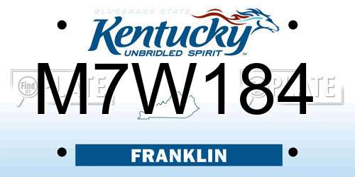 M7W184 Kentucky License Plate